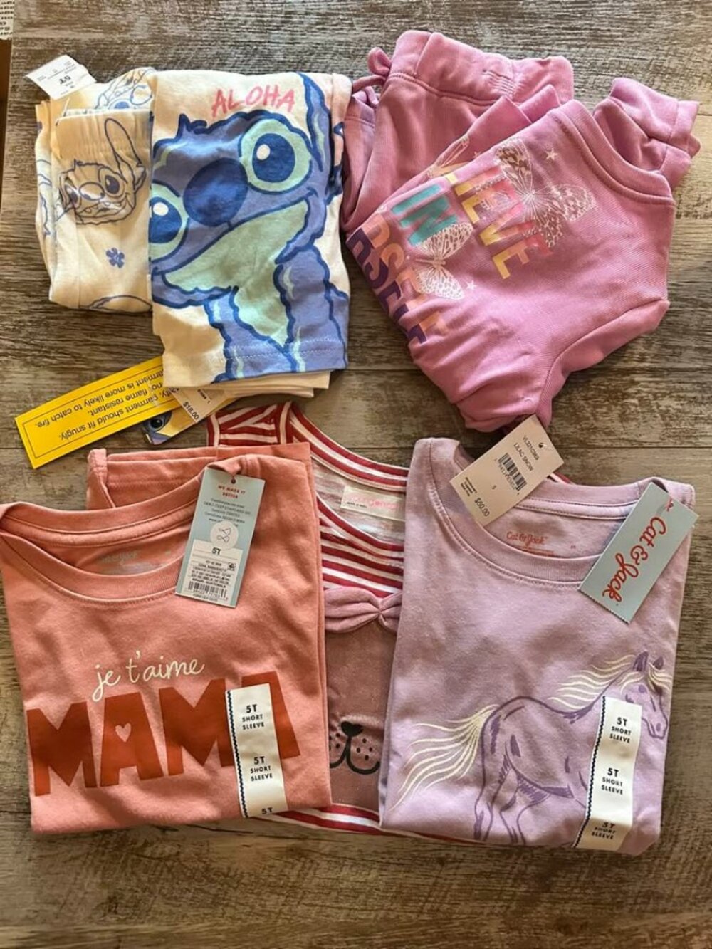 7pc NWT Girls Size 5 / 5T Clothing Lot NWT Cat & Jack Disney
